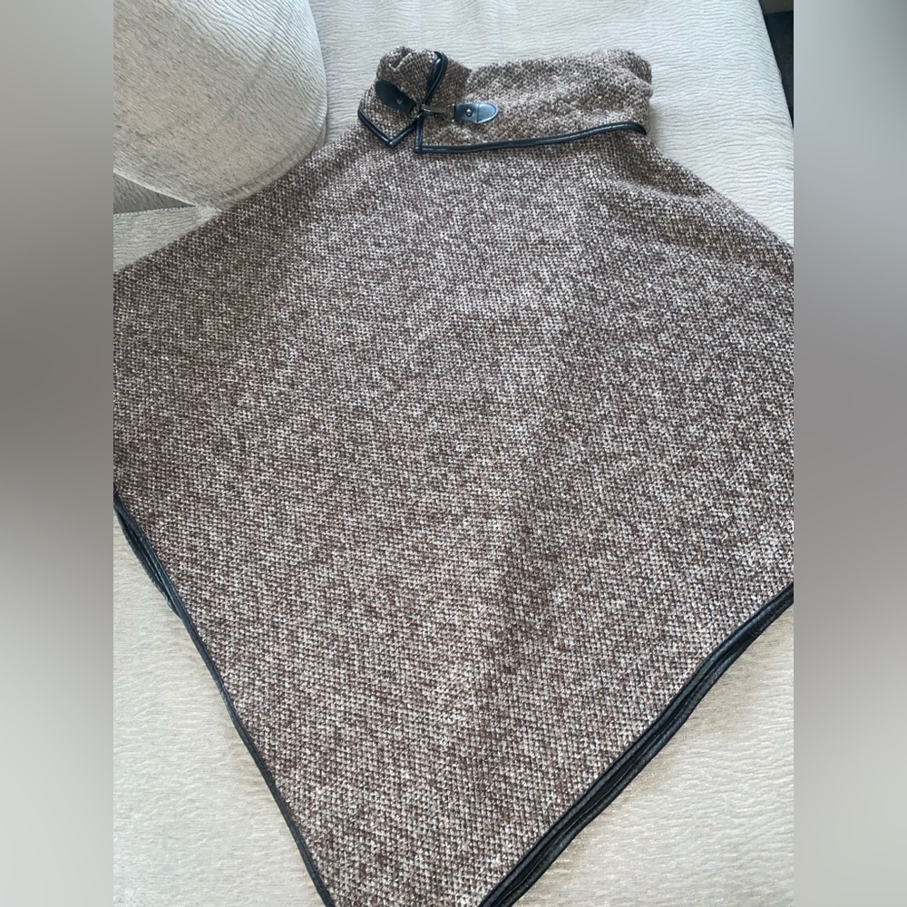 Cozy Brown Knit Poncho (With Armholes) - Size S/M